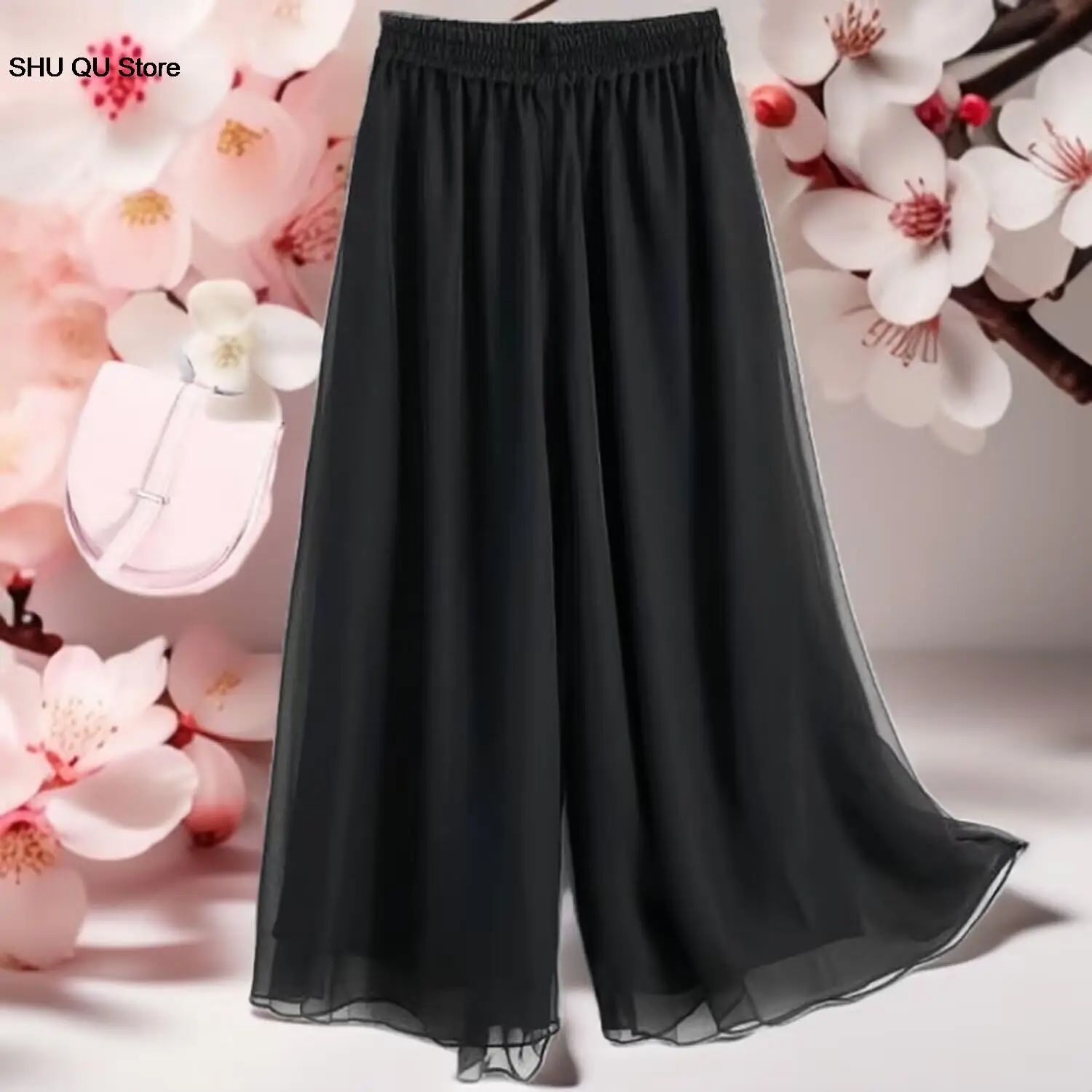 Брюки женские шифоновые с широкими штанинами модные повседневные свободные