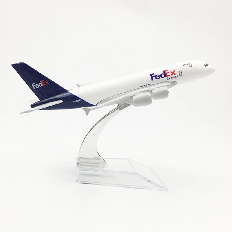 16CM Airplane Model FedEx Cargo Logistics Airbus A380 Airlines Aircraft Diecast Metal Plane Model Toy Gift Collectible