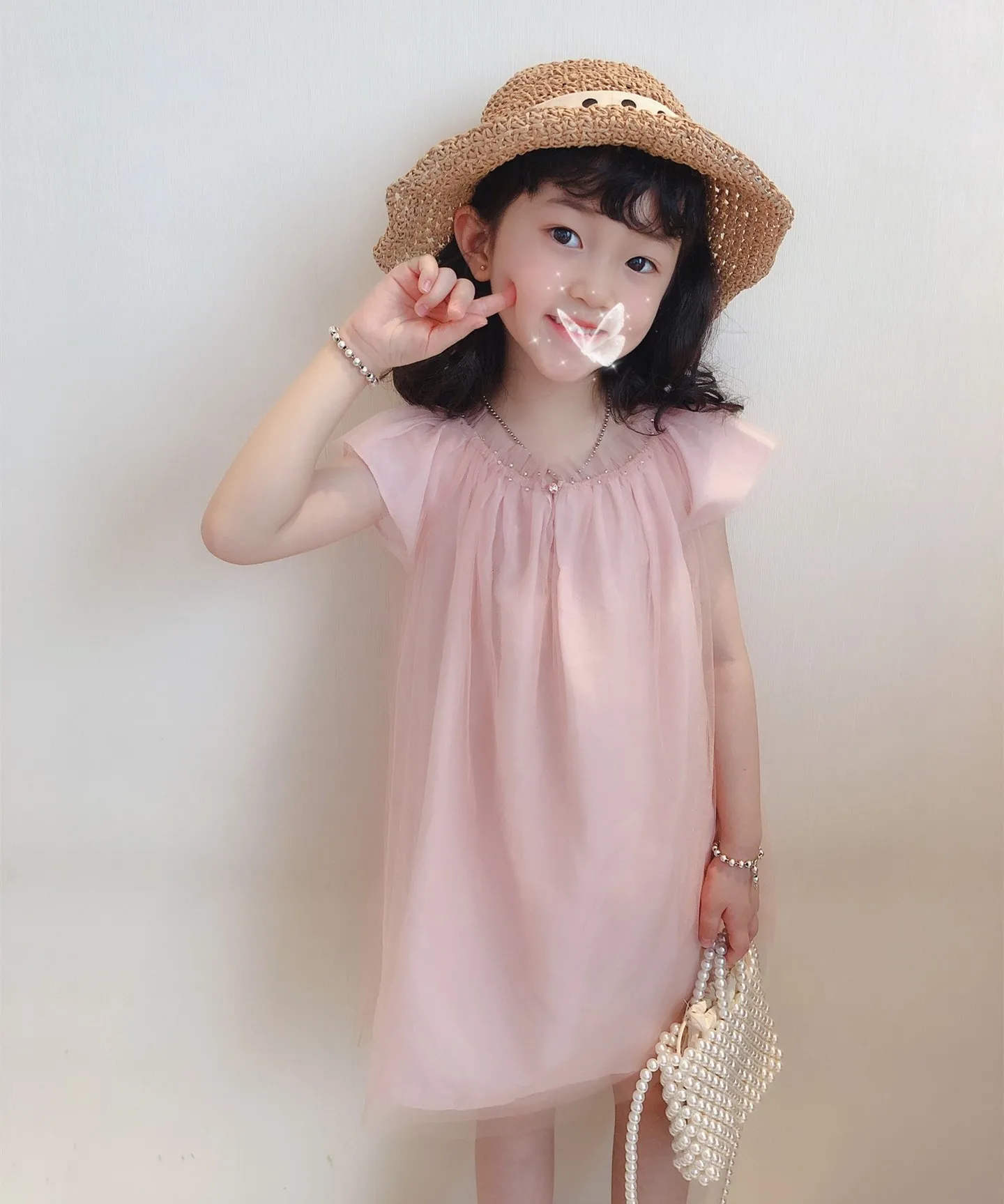 

Summer Kids Dresses High Quality Comfortable Soft Mesh Dresses Temperament pink mesh dress