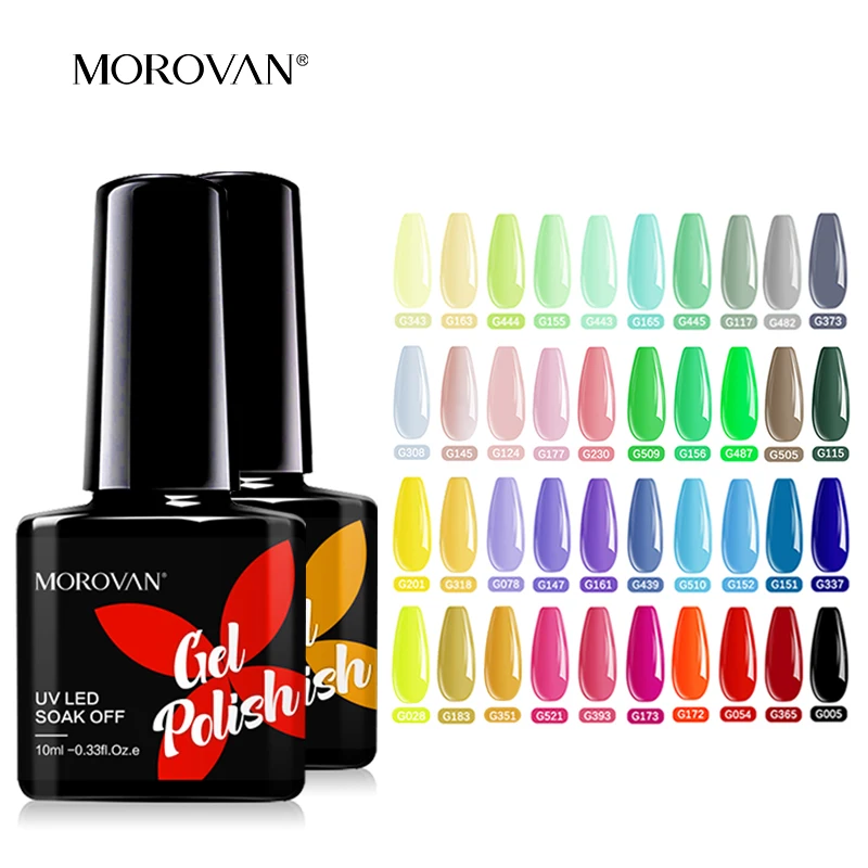 

Morovan GEL Nail Polish Kits Semi-permanent Supplies for Professionals Soak Off Organic UV LED Manicure Set Need BASE Top Coat
