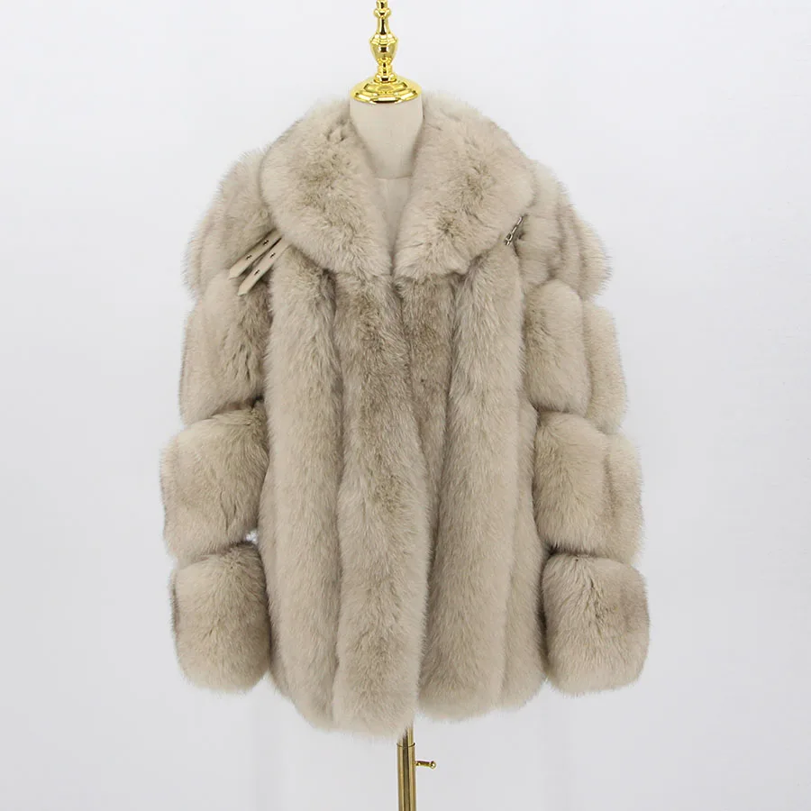 Winter Real Fox Fur Coat Natural Solid Cold-Resistant Fur Jackets Female Luxury Fashion Warm Thicken Overcoat Women Streetwear