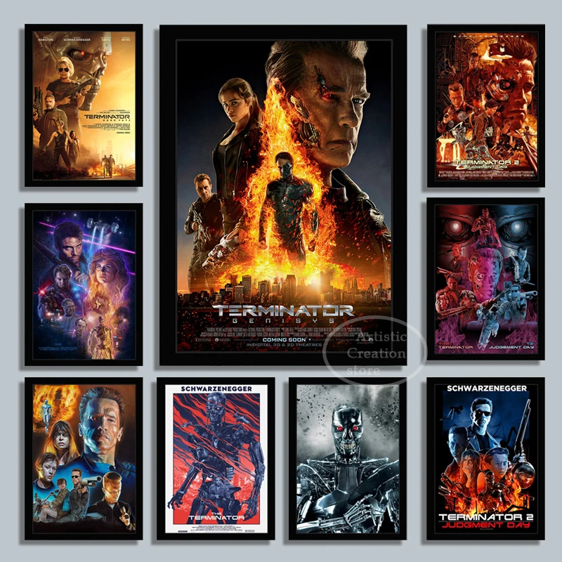 

Classic Movie The Terminator HD Wall Art Print PVC Poster PP Glue Transparent Waterproof Tear-Off Ready To Paste