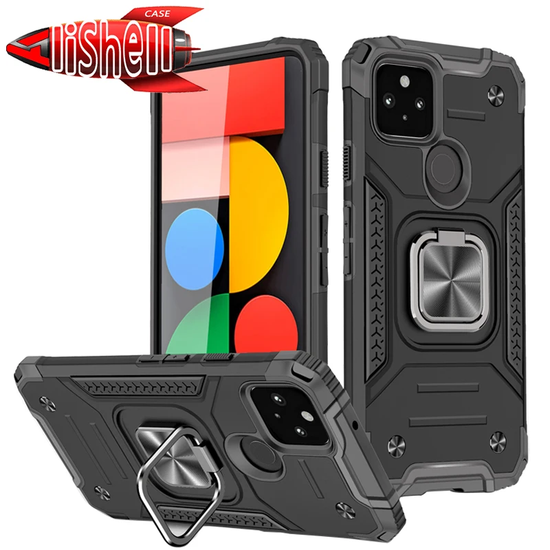 

Alishell Shockproof Armor Phone Case For Google Pixel 5 4A 5G Anti-Fall Car Holder Ring Protective Cover For Google Pixel 4A 5A