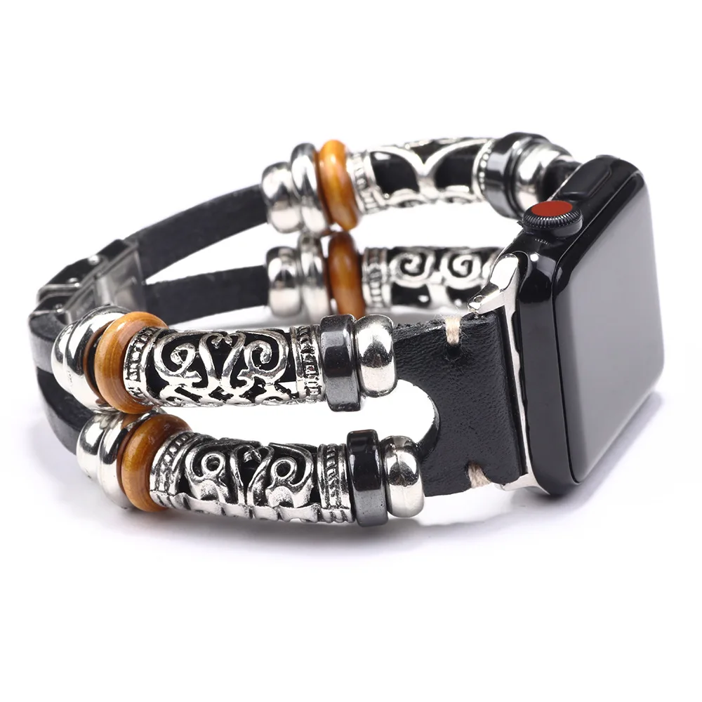 

Charmsmic Vintage Alloy Strap For iwatch 38mm 40mm Smart Apple Watch Band 42mm 44mm Wrist Belt Leather Bracelet Accessories