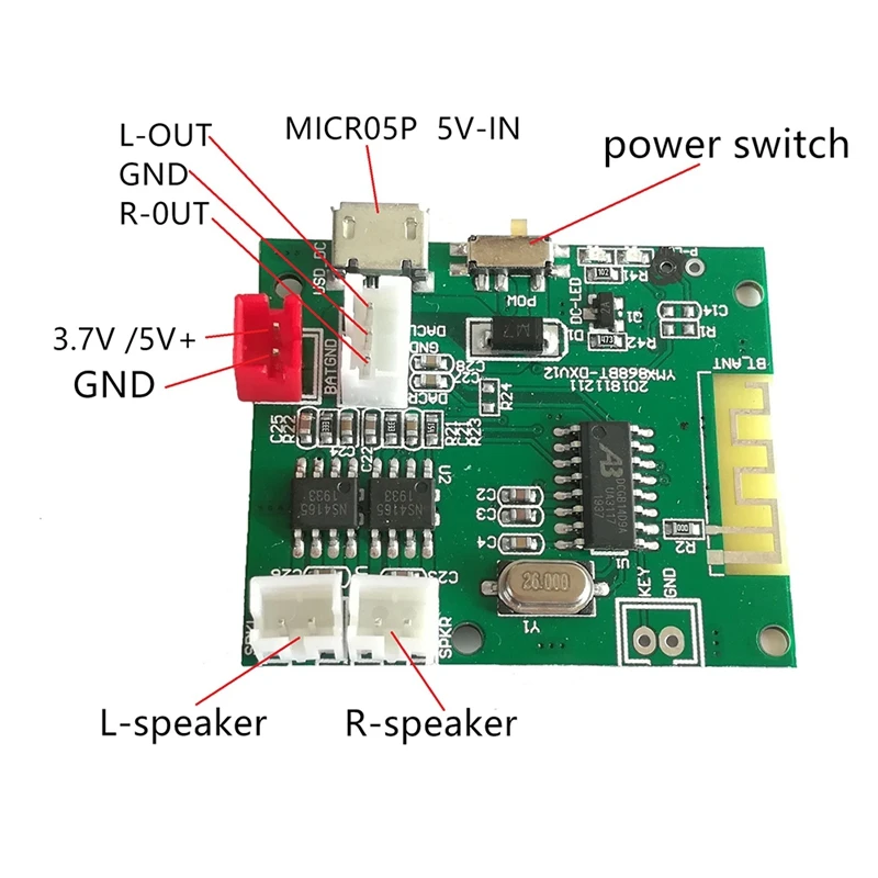Плата Bluetooth модуля усилителя мощности BT5.2 TWS беспроводной модуль 2X5 Вт плата