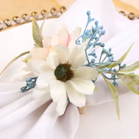 flower napkin ring for dining room family dinner table decor straw plastic simple diy handicraft reusable decoration accessory