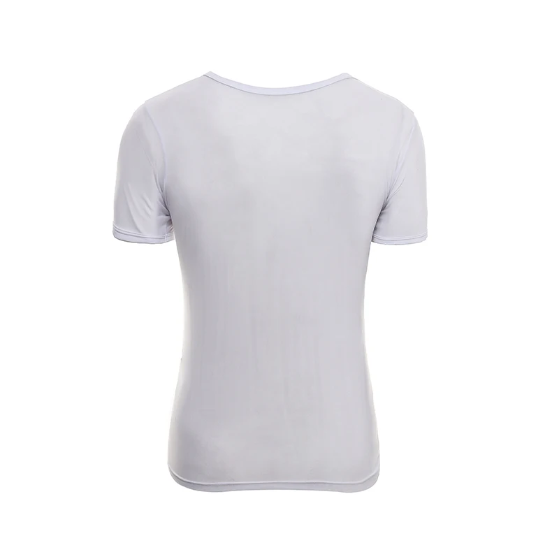 Мужская Просвечивающая нижняя рубашка голубая сетчатая Базовая с круглым