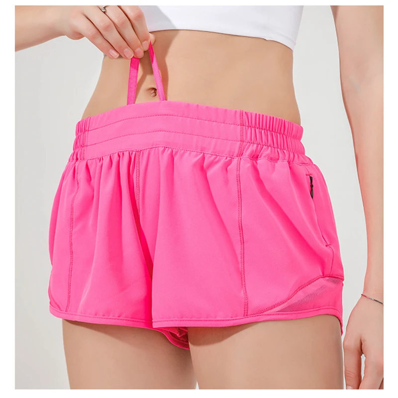 

Hotty Hot Women Low-rise Shorts 2.5"* Lining Lulu Yoga Shorts Workout Running Sports Shorts Side Zipper Pocket Breathable Short