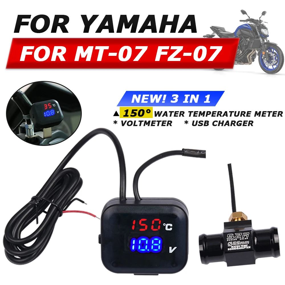

For Yamaha MT07 MT-07 MT7 FZ7 FZ07 FZ-07 2014 2015 2016 Motorcycle Accessories Water Temperature Meter Voltmeter USB Charger