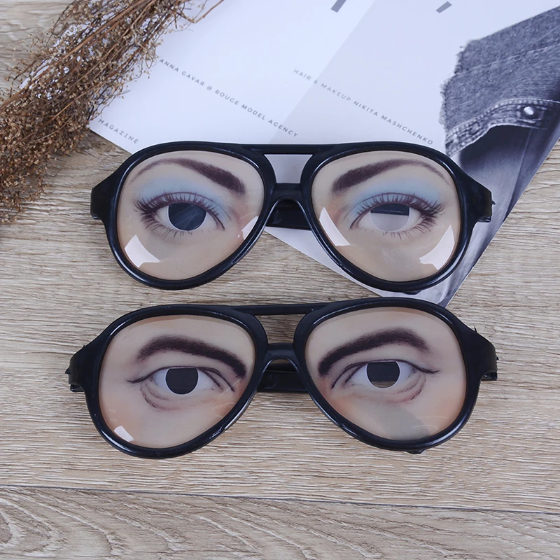 1Pcs Party Funny Glasses Fake Novelty Gag Prank Eye Ball Joke Toy Halloween Costume Party April Fool's Day Toy Funny Glasses