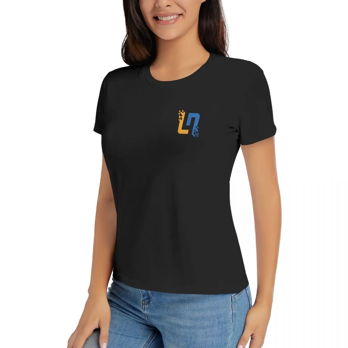 Женская хлопковая футболка с коротким рукавом и круглым вырезом