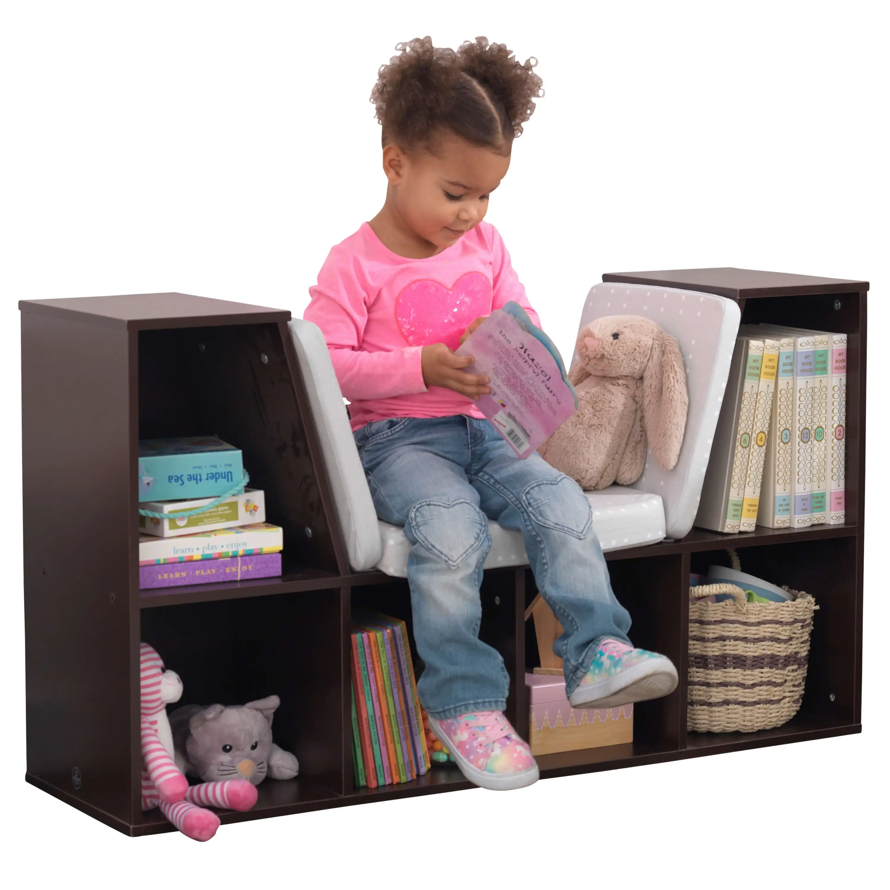 

Bookcase with Reading Nook, 6 Shelves, Espresso
