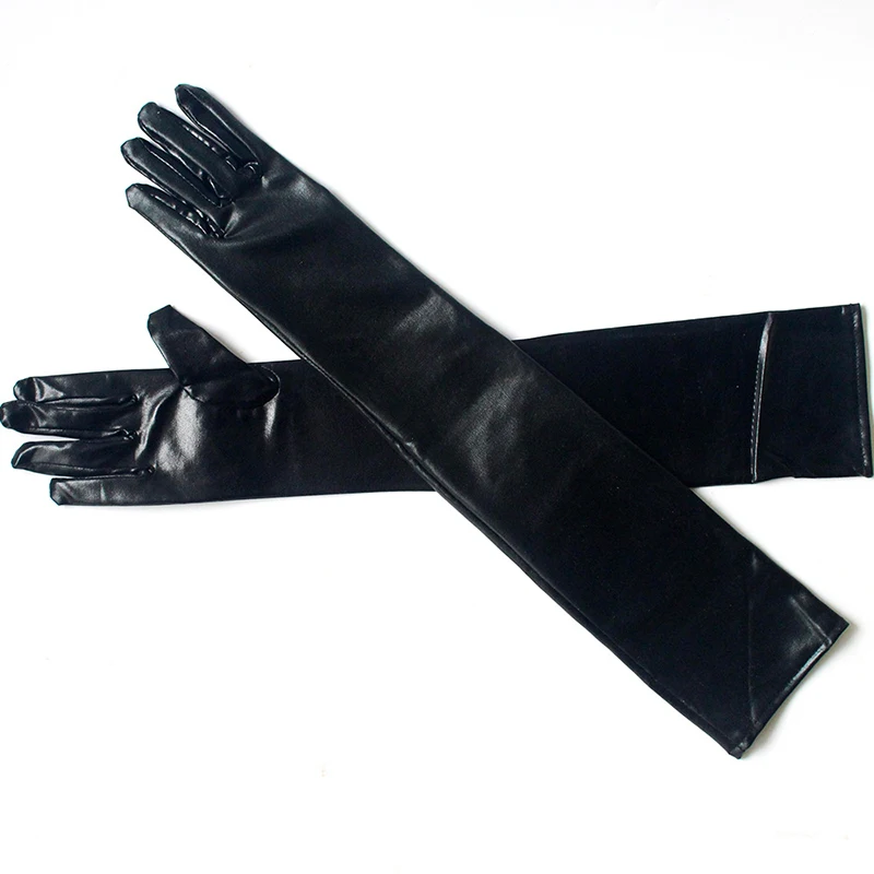 Sexy PU Leather Shiny Long Glove Punk Rock Gloves Hip Pop Jazz Disco Bright Mittens Clubwear Polo Dance Cosplay Costumes 2023 images - 6