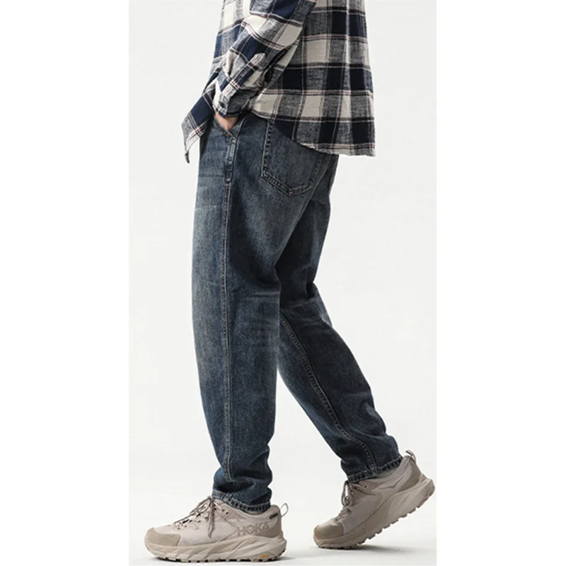 Men Clothing 2022 New Pattern Recreational Vintage Broad Leg Blue Jeans Straight Cylinder Large Loose Haren Pants Autumn Female