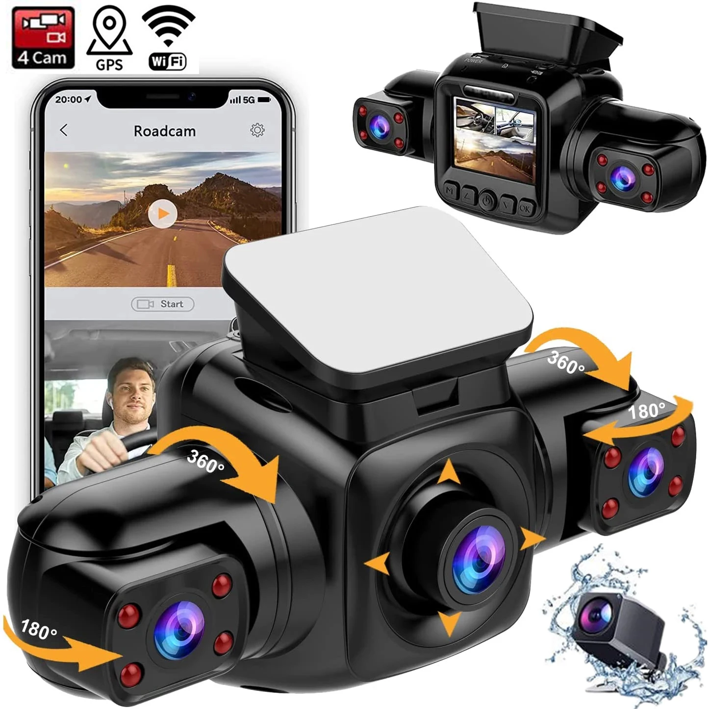 

4CH Dash Cam 4*1080P HD Camera Dashboard Cameras GPS WiFi WDR Infrared Night Vision Video Recorder 24H Motion Driving Recorders