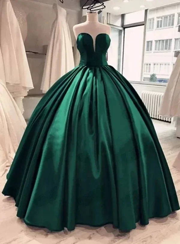 

Deep Sweetheart Ball Gown Quinceanera Dresses Fashion Satin Birthday Princess Party Gowns Vestidos De Quinceañera