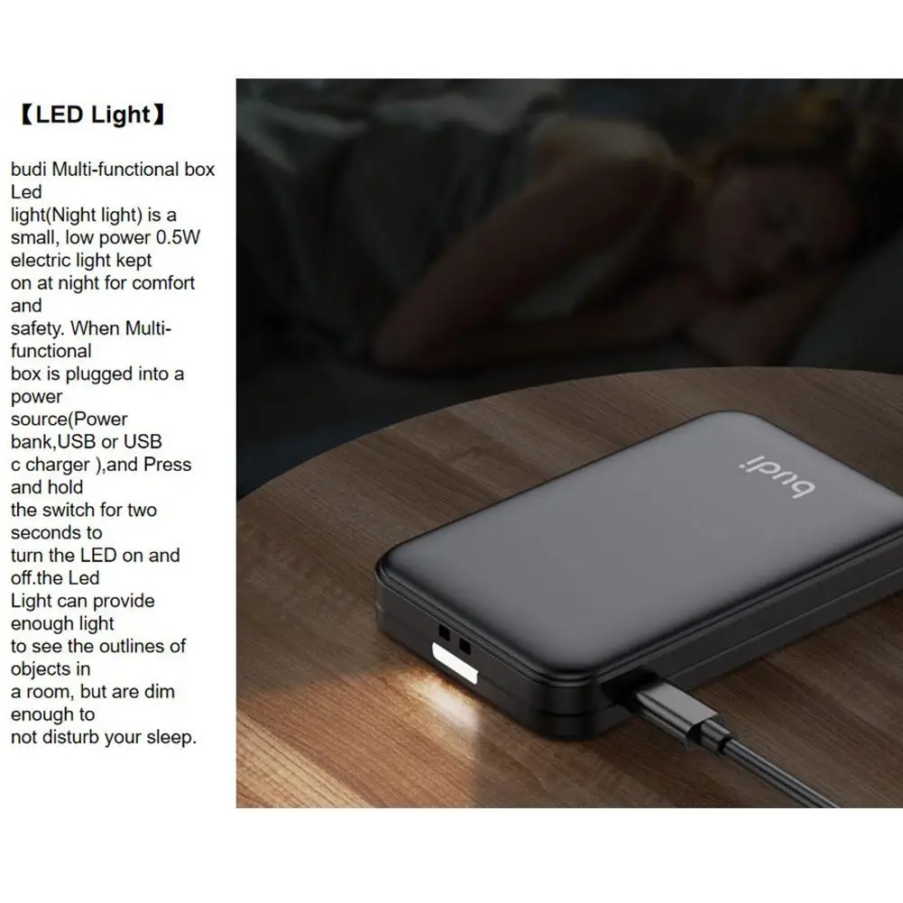 BUDI 14 In 1 Multi-function Box 15W Wireless Chargers Adapter TF Card Data Cable Storage TF Card Reader For IPhone Samsung Mi