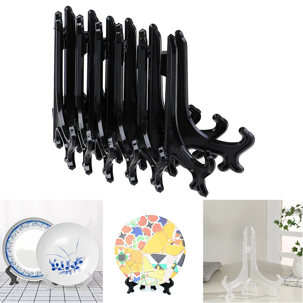 

10pcs Plastic Display Plate Holders Display Stand Stander Picture Bowls Holder Rack Frame Photo Display Dish Rack Home Decor