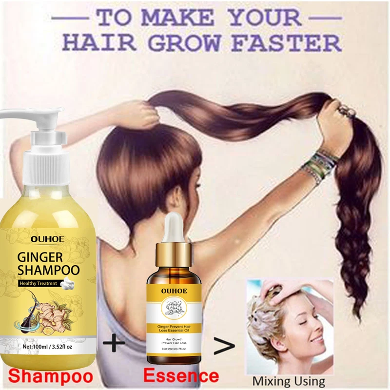 

Effective Fast Hair Growth Fluid 20ml Serum Liquid/ 100ml Anti-Hair Loss Shampoo Hair Loss Treatment Hair Care for Thinning Hair