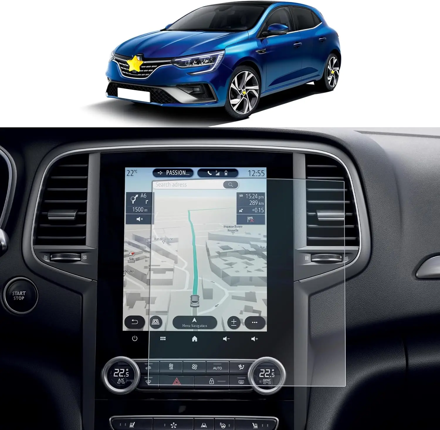 

2 шт. ПЭТ защитная пленка для Renault Megane 4 2020-2024/Renault Talisman 2020-2022 9,3 дюйма автомобильный GPS-навигатор защитный экран