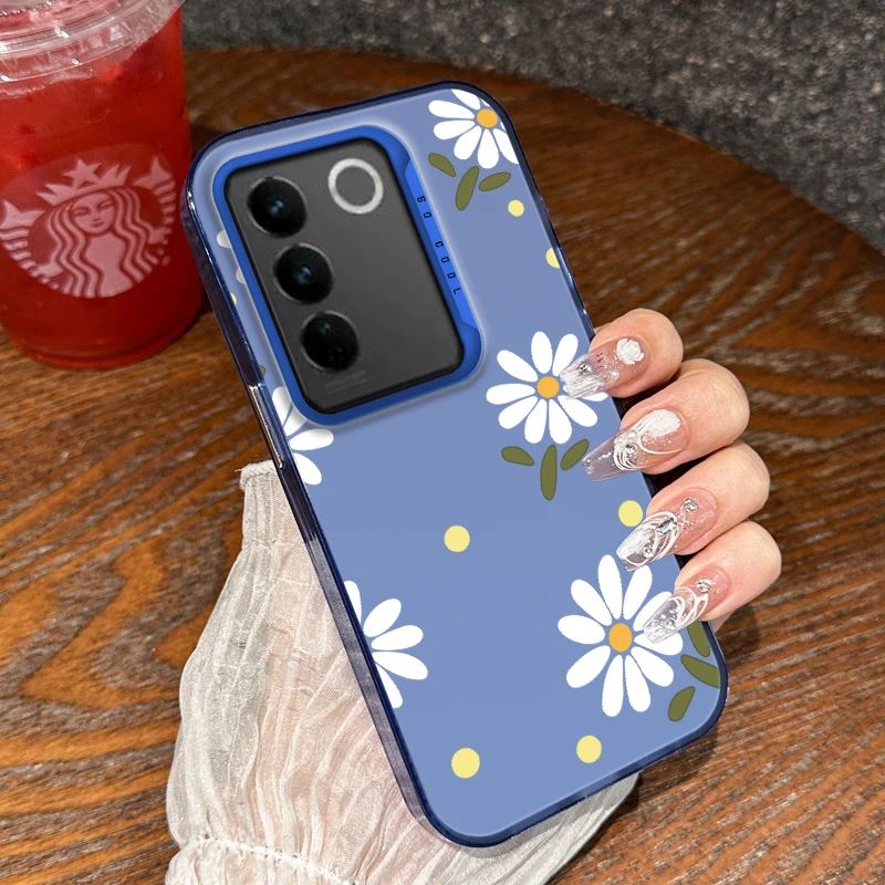 Чехол для vivo S16e V27e V27 E белый минималистичный чехол телефона с цветочной росписью