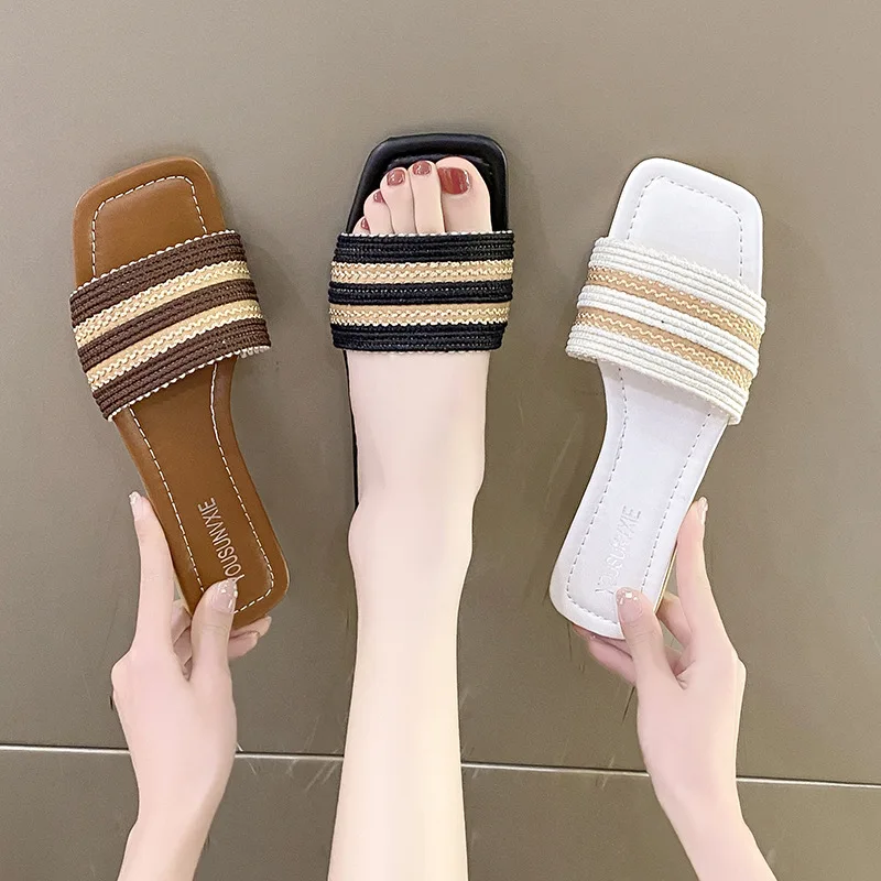 

Шлепанцы женские в клетку, мягкие Роскошные туфли из искусственной кожи, без каблука, резина, базовая ткань, большие размеры, 2023