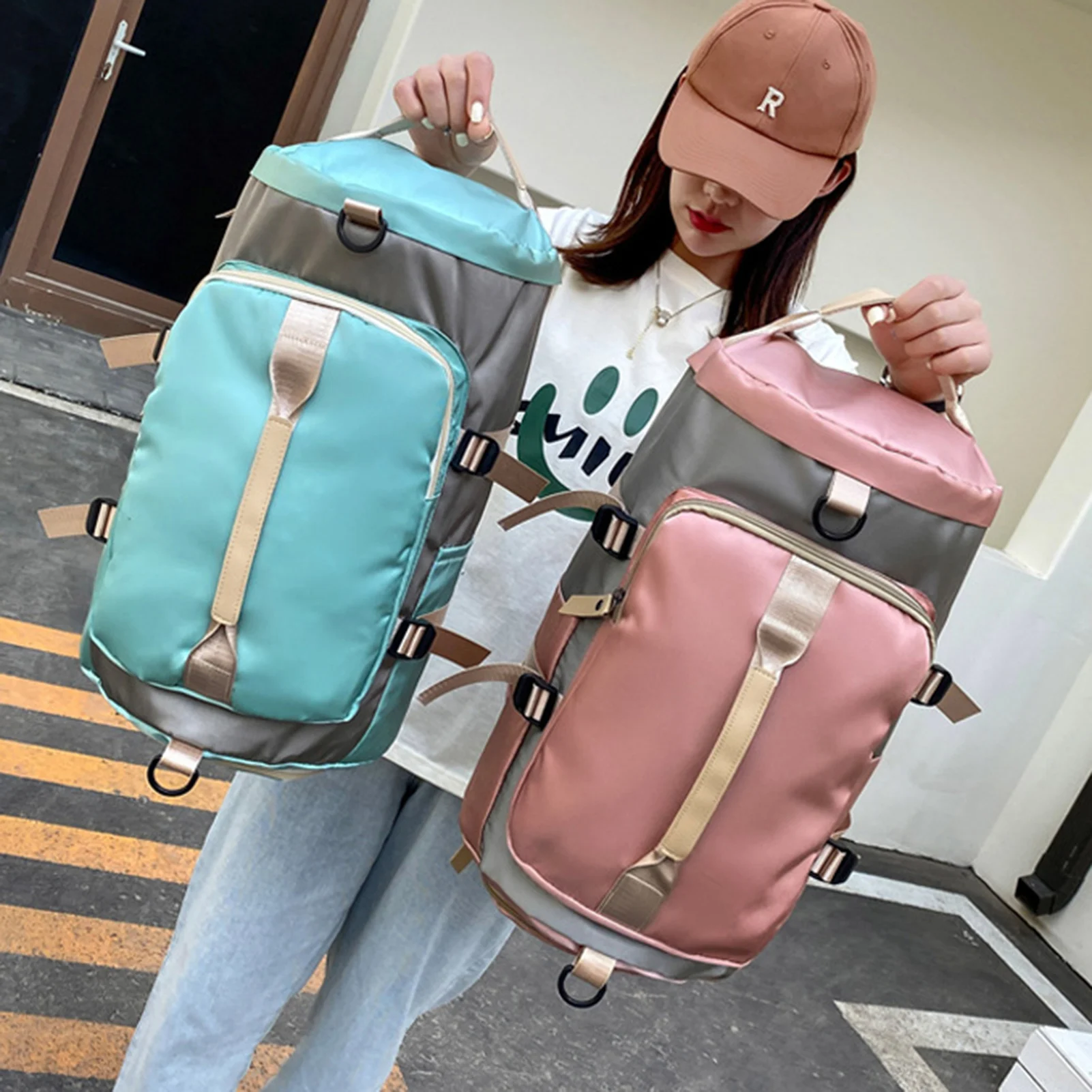 

Large Capacity Gym Sports Bag Multi Pocket Sneaker Fitness Bag Travel Bag Outdoor Basketball Swimming Gym Duffel Bag Women Men