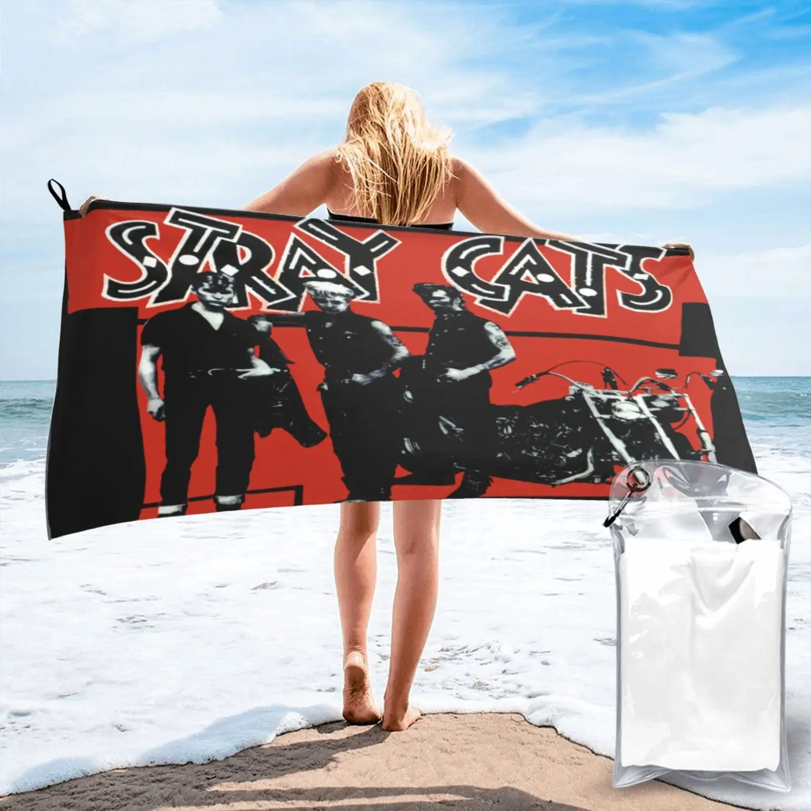 

Stray Cats Brian Setzer & Roll Towel Beach For Home Sea Beach Towel Bathrobe Woman Microfiber Towel Beach Cover Up Towel Beach