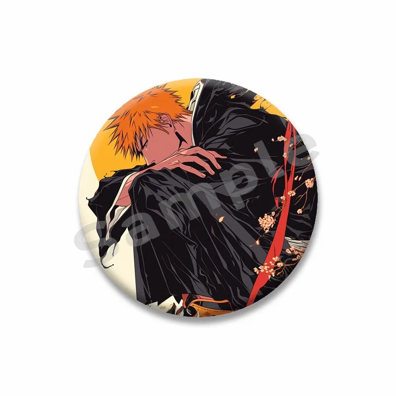 Фото Классическая аниме Bleach, круглая брошь на рюкзаке, мультфильм Kisuke Urahara Ichigo Kurosaki, значок, креативная булавка в стиле манга, украшение для одежды №4