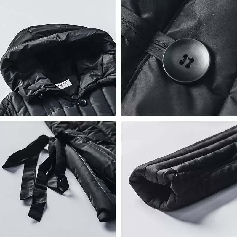 Cold Coat Loose Thick Solid X-Long Women's Winter Quilted Jackets  Single Breasted Hooded Stand Collar Casual Parkas