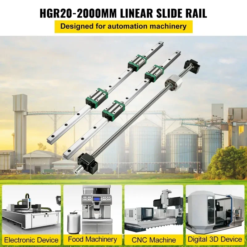 VEVOR HGR20 2 шт. линейные направляющие 600-2000 мм 4 скользящие блоки RM1605 шариковый винт с