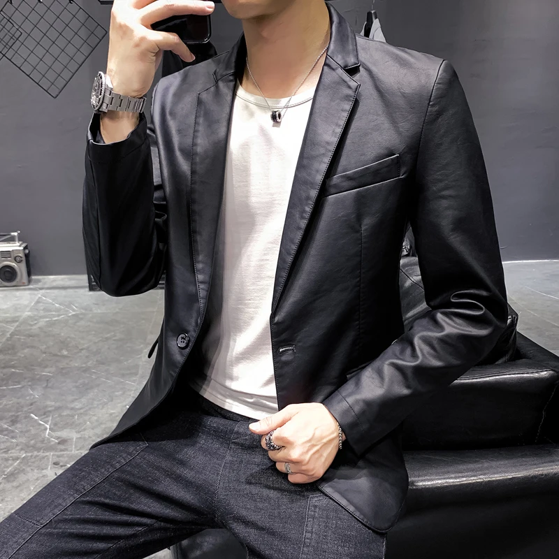 Мужские кожаные куртки модная мужская мотоциклетная куртка весна-осень