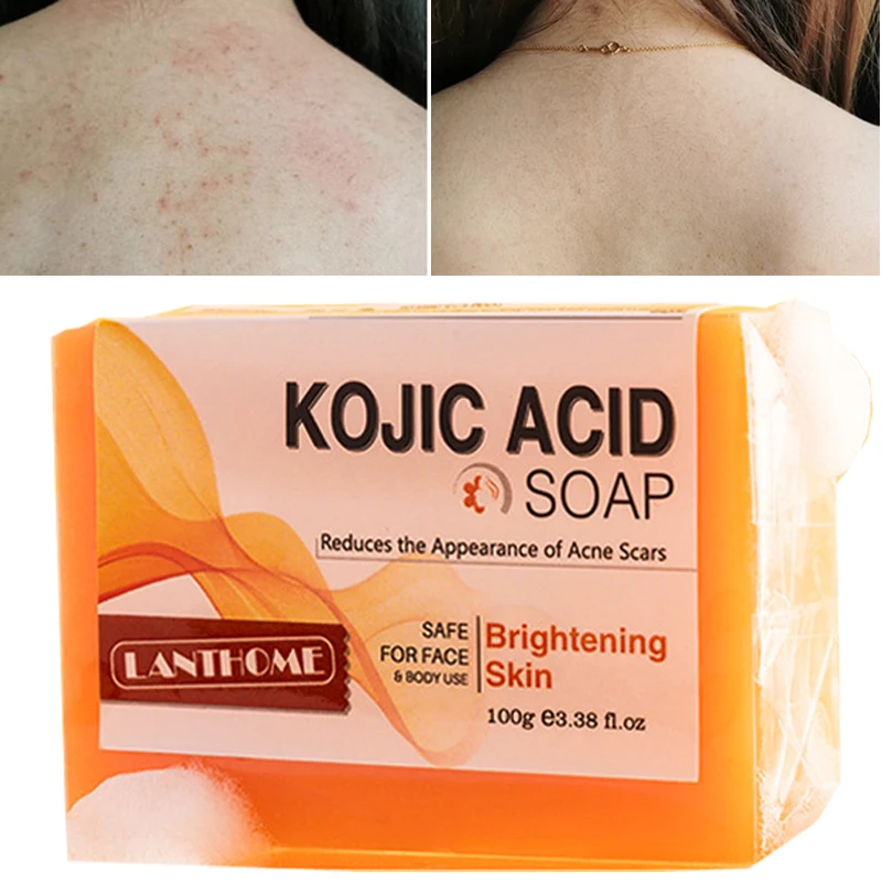 100g Whitening Soap Skin Bleaching Kojic Acid Glycerin Handmade Soap Reduce Acne Scar Contains Foaming Mesh