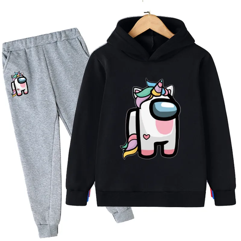 

Boys Girls Cute Unicorn Hoodies Sets Children New Long Sleeves Hoodies Trousers Fashion Cartoon Unicorn Casual Clothing Outfits