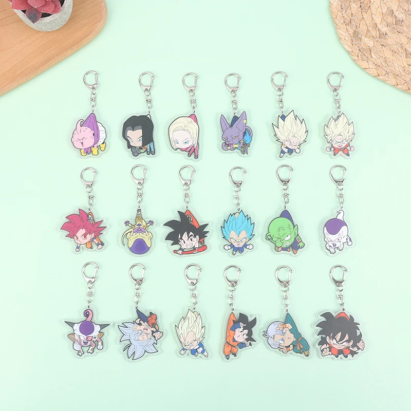 

Anime Dragonball Peripheral Acrylic Pendant Keychains Dragon Ball Son Goku Vegeta IV Beerus Trunks Buu Piccolo Keychain Gifts