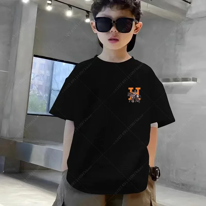 Футболка для мальчиков и девочек из хлопка с принтом на спине