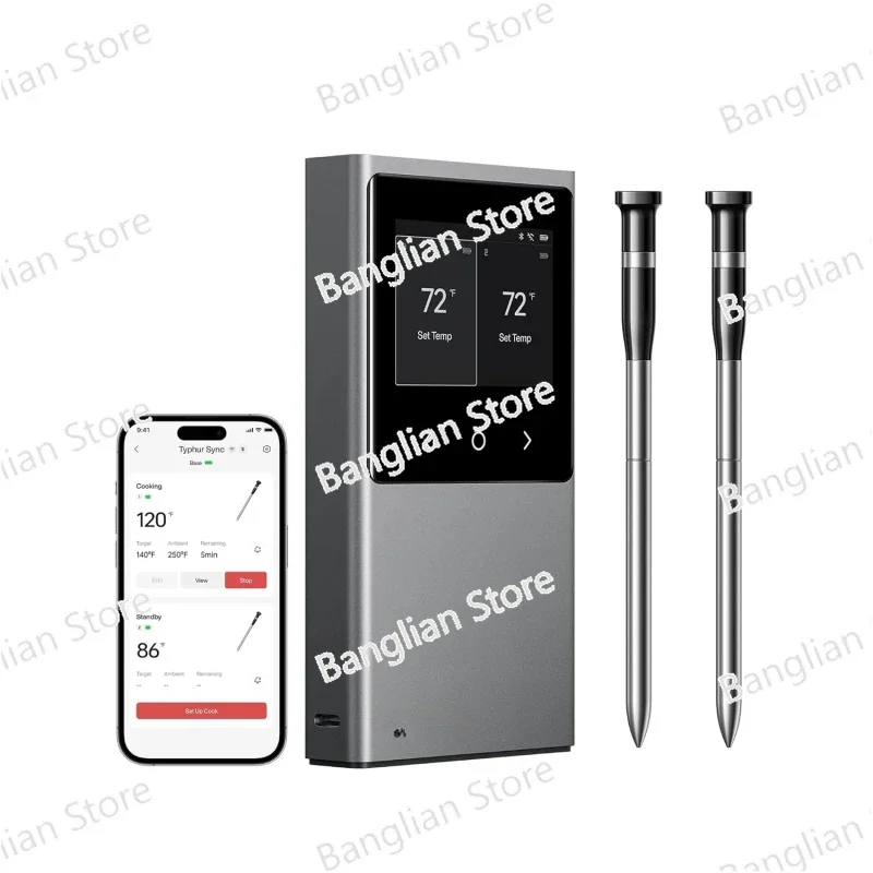 Беспроводной термометр для мяса Sync гриля умный еды Bluetooth с 2 зондами Mea
