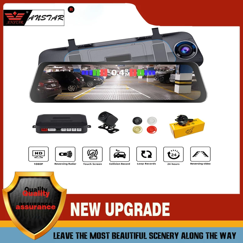 

Upgrade 3 in one Mirror Camera 10'' Car Reverse Radar Parking Sensor Blind Spot Detection System Parktronic Auto DVR