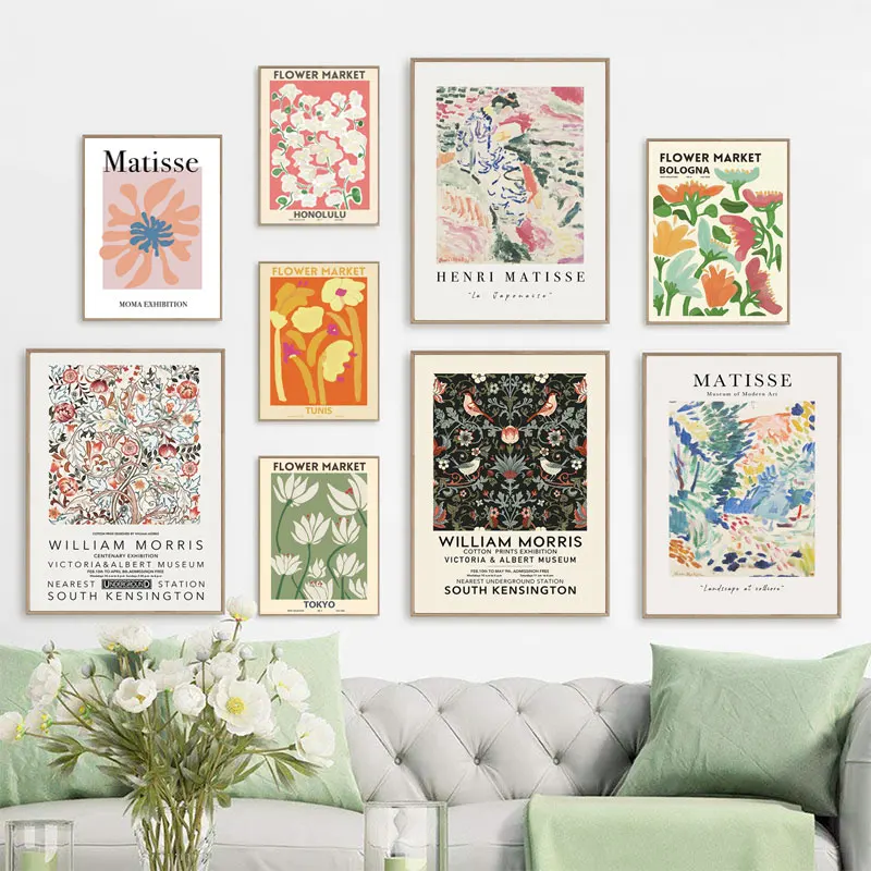 

Abstract Flower Market Wall Art Canvas Painting Nordic Posters Retro Prints Matisse Wall Decor Pictures for Living Room Decor|