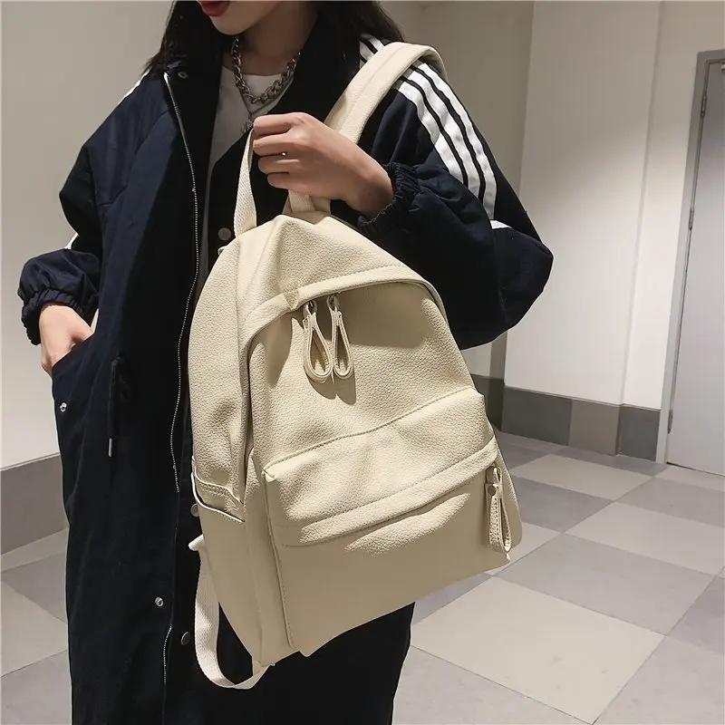 

New Fashion Backpack Laptop Backbag PU Leather Travel Women Backpacks College Student Book School Bags For Teenage Girls 2022