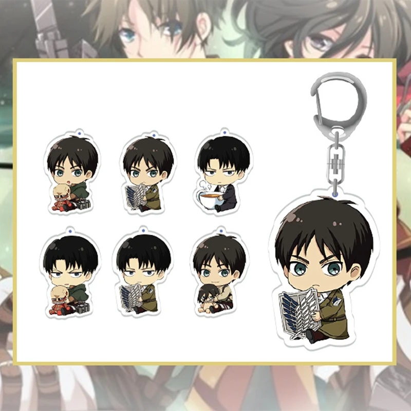 

Anime Attack On Titan Eren Q Version Figures Keychain Double Side Acrylic Key Ring Jewelry For Women Men Teens Kids Gifts New