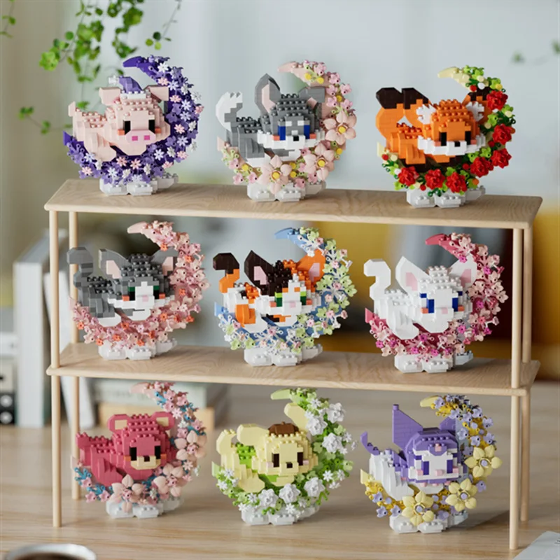 Цветок Луны Sanrio Cinnamoroll Мини Строительные Блоки Лосто Кошка Собака Лиса 3D Модель