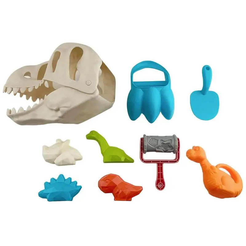 

Beach Sandbox Toys For Kids Sand Toys 9Pcs Play Beach Toys Dinosaur Sand Model Shovels Rake Travel Beach Sandbox Toys