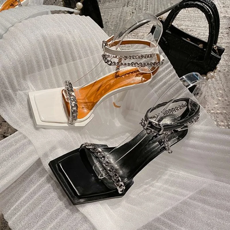 

Женские босоножки на высоком каблуке, с квадратным носком