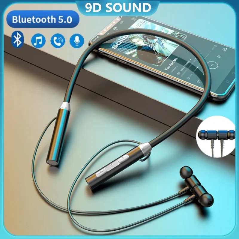 Беспроводные наушники Bluetooth 5,1, проводные магнитные спортивные водонепроницаемые наушники с шейным ободом, TWS стереонаушники, гарнитура с м...