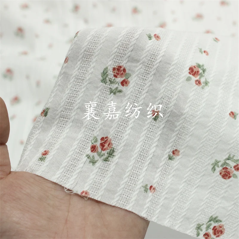 

Pure Cotton Striped Jacquard, Small Broken Flowercotton Fabric