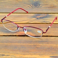 half rim red color frame rectangle spectacles coating lenses see near n far progressive multi focus reading glasses 0 75 to 4
