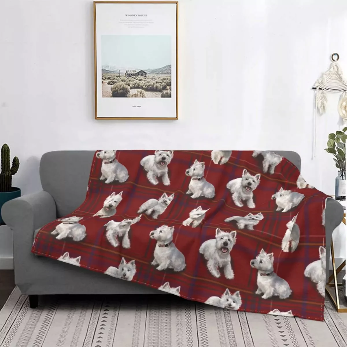 

NEW2023 West Highland Terrier Westie Blanket Puppy Dog Flannel Throw Blanket Home Couch Decoration Soft Warm Bedspreads