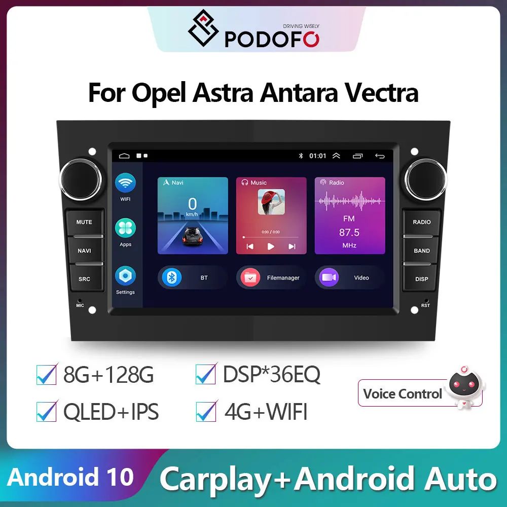 Автомагнитола Podofo мультимедийный плеер на Android 10 0 с GPS для Opel Astra Vauxhall Vectra Antara Zafira b