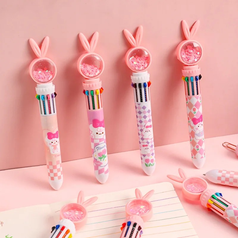 

Kawaii 10 Colors Ballpoint Pen Cute Bunny Rabbit Gel Pens Korean Stationery Writing Tools Kids Gifts School Office Supplies